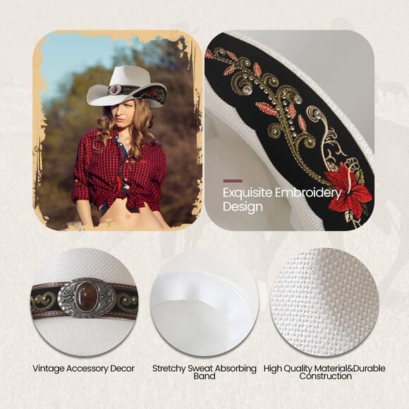 4256 Cowboy Hat,cowgirl Hat,cowboy Hats For Women/mens/straw Wide main image 6